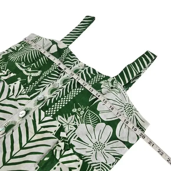 Farm Rio Macaw Elegance Romper Green White Women's XL Palm Print NEW FLAWS